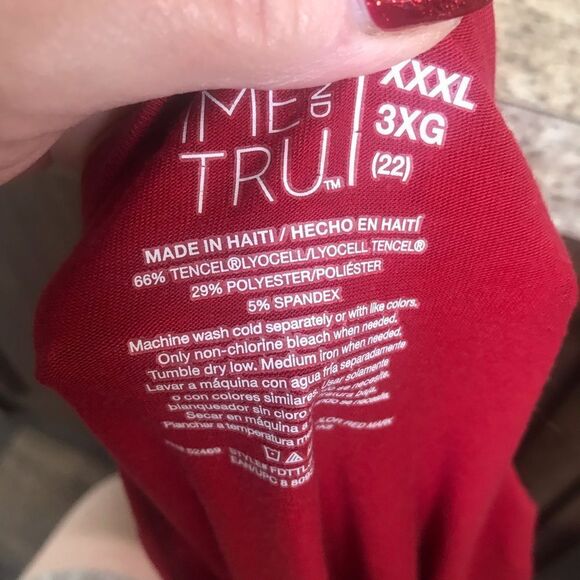 Time and Tru Size 3X Long Sleeve Red Top - Picture 2 of 6